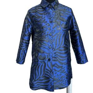 Caroline Rose MADE USA Spectacular METALIC blue black Jacket Small